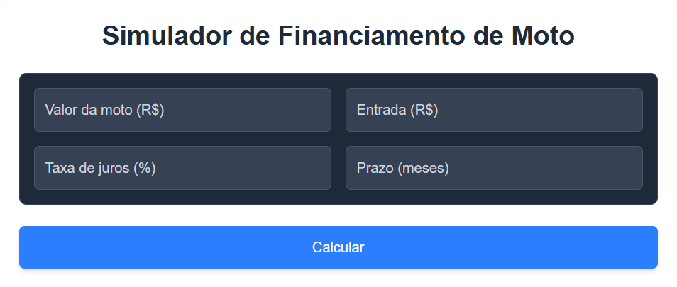 Calculadora de Financiamento de Motos online para simular parcelas